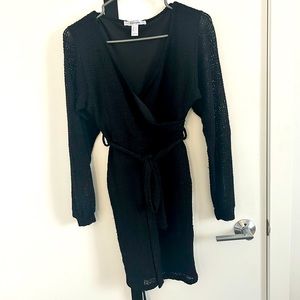 Loose-knit Wrap-style Little Black Dress